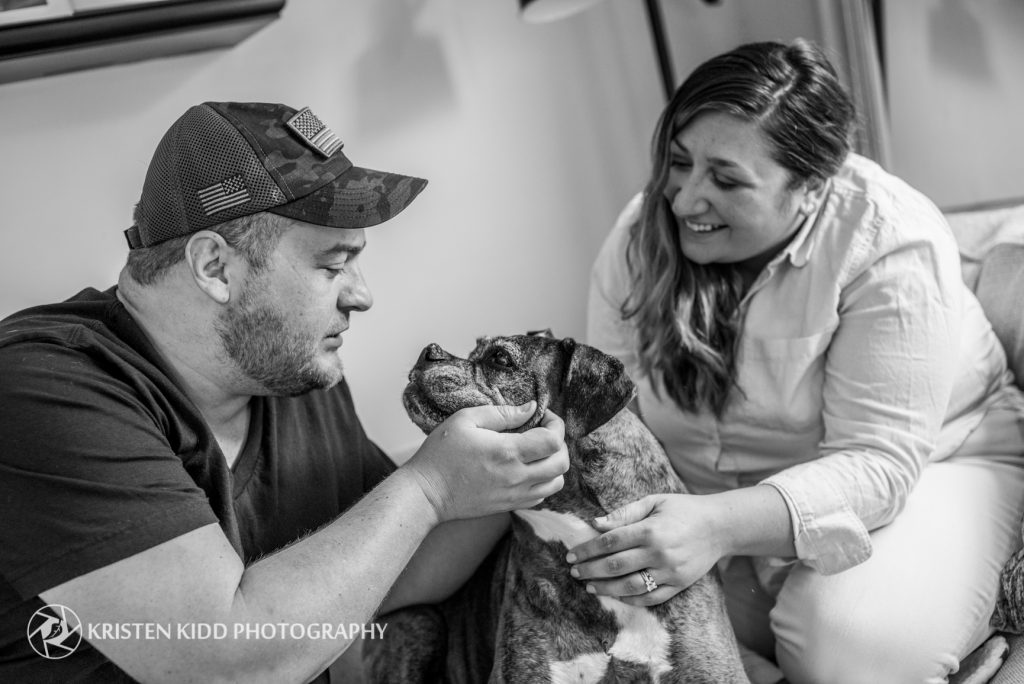pet family portrait photo session with senior dog in home in King of Prussia at Kristen Kidd Photography