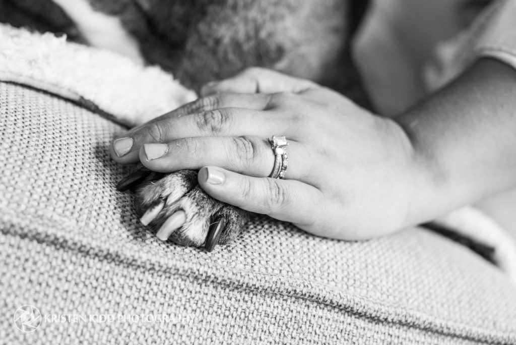 woman and dog paw portrait kristen kidd photography