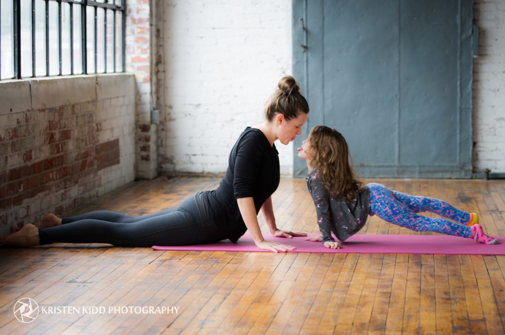 mother daughter yoga photo session in North Wales studio
